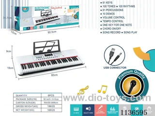 61-key Multifunctional Electronic Piano with Digital USB Connection Cable Microphone Sheet Music Stand (White)