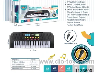37 Keys Multifunctional Electronic Piano with Microphone USB Interface Cable (Black)