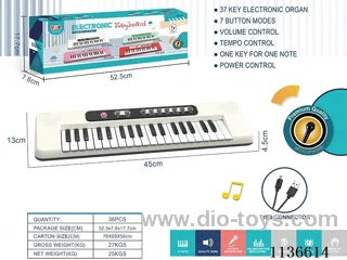 37 Keys Multifunction Piano (White) with Microphone TYPEC Cable