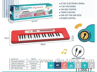 37 Keys Multifunction Piano (Red) with Microphone TYPEC Cable