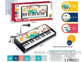 32 Keys Multifunctional Electronic Piano with Microphone USB Cable (Black)