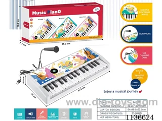 32 Keys Multifunctional Electronic Piano with Microphone USB Cable (White)
