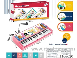 32 Keys Multifunctional Electronic Piano with Microphone USB Cable (Pink)