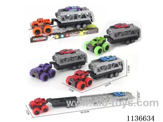 Dual Inertia Off-Road Pickup Truck with Ejector Track + 1 Tin Car