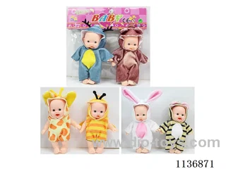 5.5’ 12cm 5 joints solid 3D real eyes vinyl animal expression doll 2pcs mixed