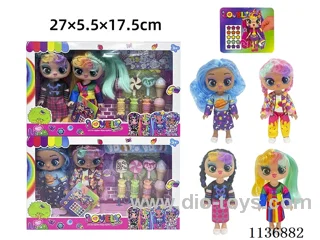 6 inch solid body sticker doll + DIY stickers + accessories (2 pcs)