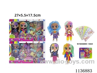 6 inch solid body sticker doll + DIY stickers + accessories (2 pcs)