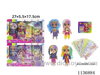 6 inch solid body sticker doll + DIY stickers + accessories (2 pcs)