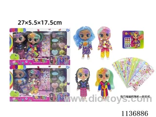 6 inch solid body sticker doll + DIY stickers + accessories (2 pcs)