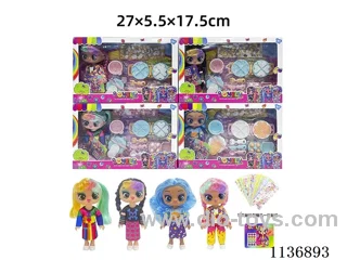 6 inch solid body sticker doll+DIY stickers+accessories