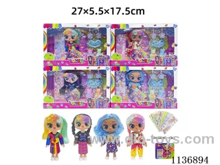 6 inch solid body sticker doll+DIY stickers+accessories