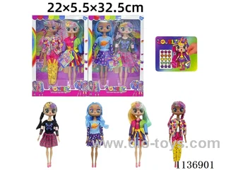 11 inch solid body sticker doll + DIY sticker (2pcs)
