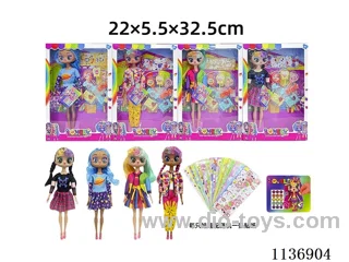 11 inch solid body sticker doll + DIY stickers + accessories