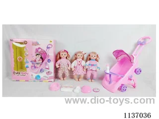 16’ Drinking Doll with Pee Wee, English IC, Stroller and 4 pcs set