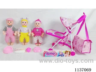 16’ Drinking Doll (with pee, English IC, iron wheelbarrow + 4 pcs)