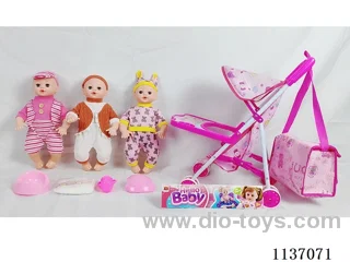 16’ Drinking Doll (with pee, English IC, iron wheelbarrow + 4 pcs)