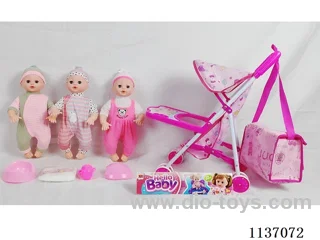 16’ Drinking Doll (with pee, English IC, iron wheelbarrow + 4 pcs)