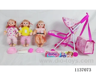 16’ Drinking Doll (with pee, English IC, iron wheelbarrow + 4 pcs)