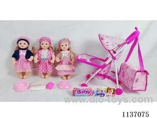 16’ Drinking Doll (with pee, English IC, iron wheelbarrow + 4 pcs)