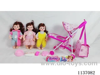 16’ Drinking Doll (with pee, English IC, iron wheelbarrow + 4 pcs set)