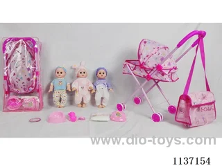 14’ Drinking Doll (with pee, English IC, iron wheelbarrow, 5 pcs set)