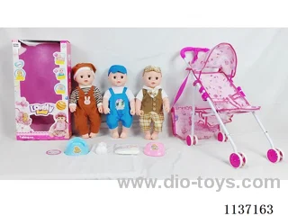 18’ Drinking Vinyl Doll with Urinal Function, English IC, Iron Trolley, Satchel, 4 pcs. set)
