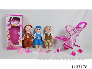 18’ Drinking Vinyl Doll with Urinal Function, English IC, Iron Wheelbarrow, 5 pcs. set)