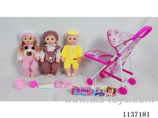 18’ Drinking Vinyl Doll (with urinal function, English IC, iron wheelbarrow, 5-piece set)