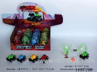Dinosaur car scene toys (pull back) volcano shell 12pcs