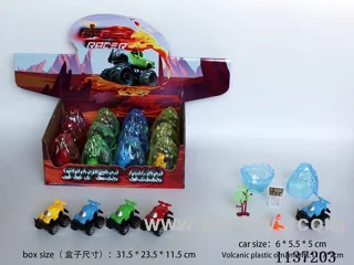 Racing car scene toys (pull back) volcano shells 12pcs