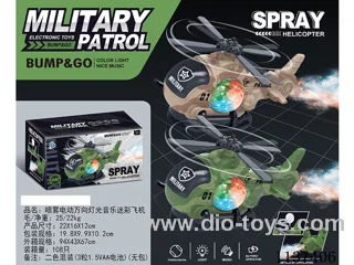 Spray B/O Lights Musical Camouflage Plane/2 colour mix(3pcs 1.5VAA batteries not included)