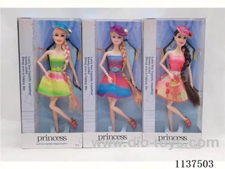 11.5" 11 joints solid body long braid fashion barbie with hat 3 models mixed