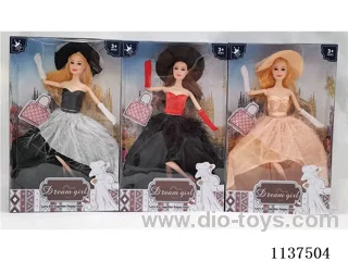 11.5" Solid 11 joints Fashion Dress Barbie with Hat + Gloves 3 Mixes