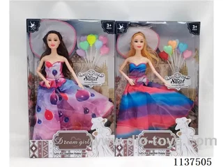 11.5" 9 joints solid fashion dress barbie with hat + balloon 2 mixes