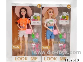 11.5 inch 9 joints solid body fashion barbie with hat+shoulder bag+comb blister 2 models mix