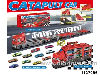 Track catapult car with gold car