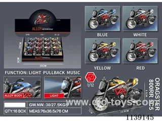 12PCS Alloy pull back motorbike
