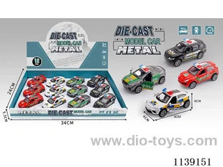 12PCS Alloy Pull Back Police Car
