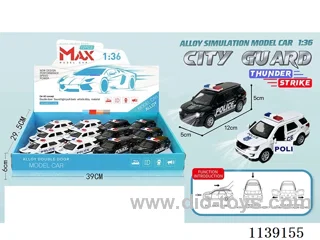 12PCS Double Door Pull Back Alloy Police Car