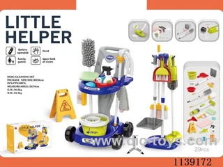 Cleaning trolley set (with hoover, 3 AA's without battery, blue)