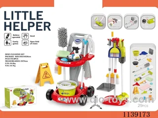 Cleaning trolley set (with hoover, 3 AA no batteries included, red)