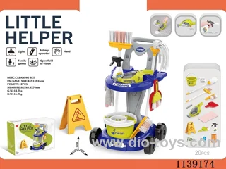 Cleaning trolley set (with hoover, 3 AA without battery, blue)