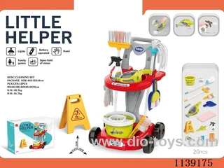 Cleaning trolley set (with hoover, 3 pcs AA without battery, red)