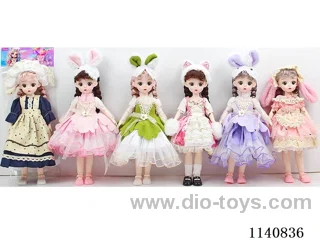 12 inch 30 cm 21 joints solid body 3D real eyes fashion loli doll + headdress Multi mixes