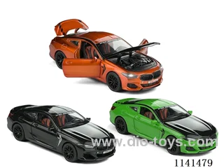 1:24 4-door BMW lighted alloy car model pull back(8pcs)