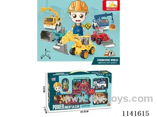 Set of 6 inertial construction vehicles