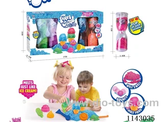 Expanded Snowflake Sand 4 cans * 4 colours + Ice Cream Tools Set (Long Hourglass Jar/40g*4)