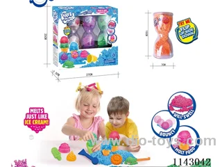 Expanded Snowflake Sand 3 cans * 3 colours + Ice Cream Tools Set (Wide Hourglass Jar/50g*3)