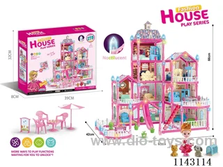 Luminous purple DIY assembled castle doll house 275PCS with coloured lights
