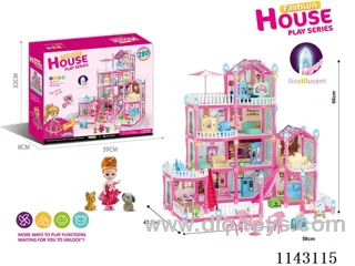 Luminous Purple DIY Puzzle Castle Doll Villa 280PCS with coloured lights